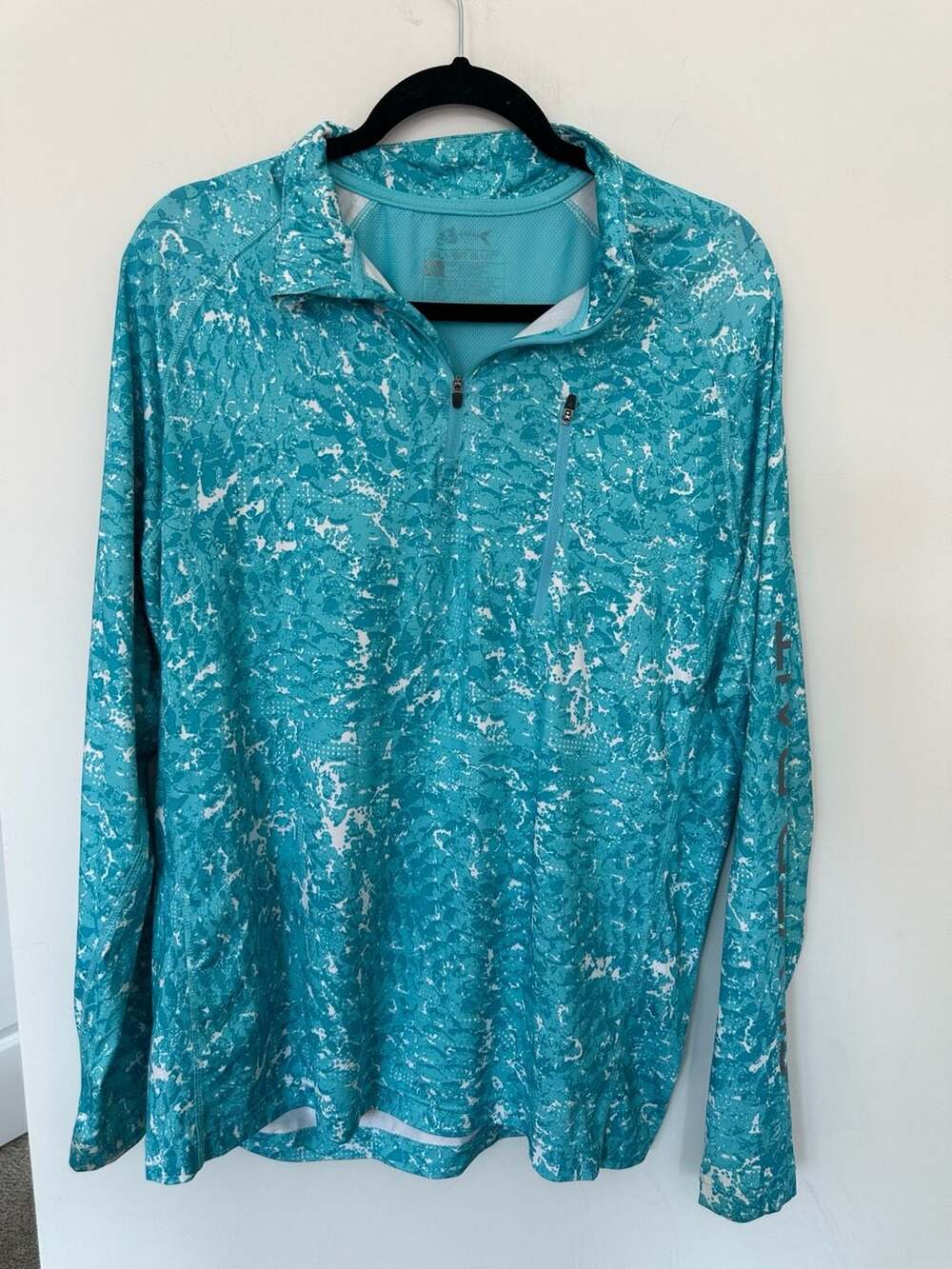 Silver Bait Long Sleeve 1/4 Zip Athletic Pullover Shirt Teal White Camo - Picture 3 of 8